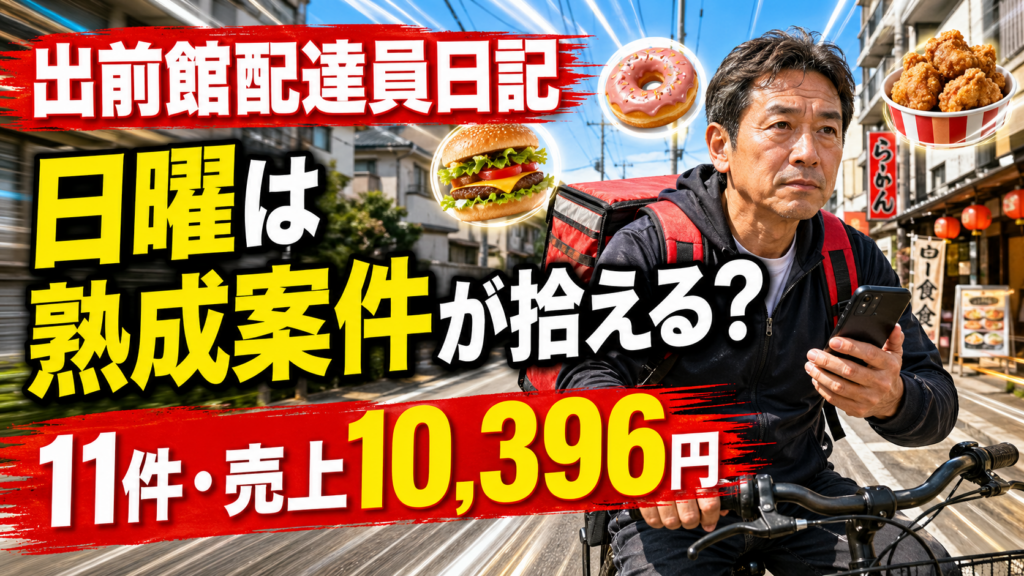 【出前館配達員日記】日曜は夜に熟成案件が拾える？実際に試した結果