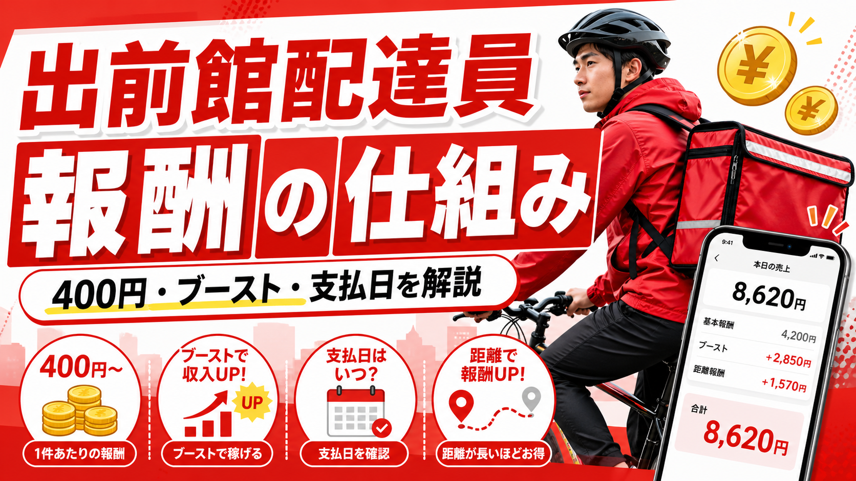 出前館配達員の日給を上げるコツと報酬の仕組みをわかりやすく解説