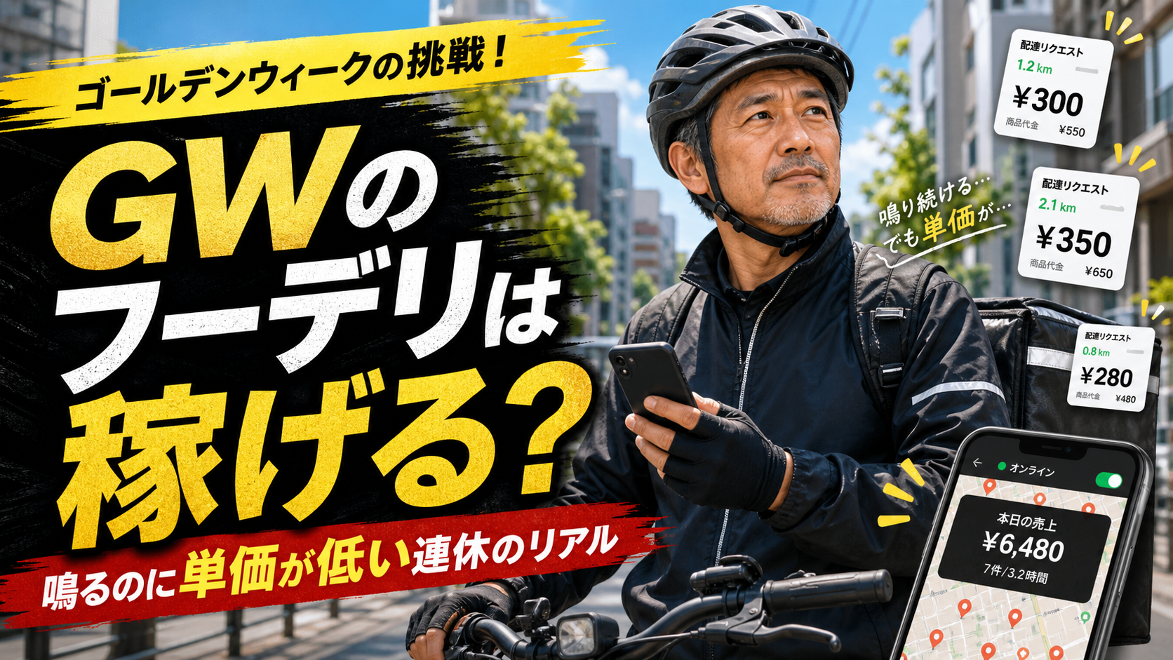 GWのフードデリバリーは本当に稼げる？出前館とロケットナウの稼働記録