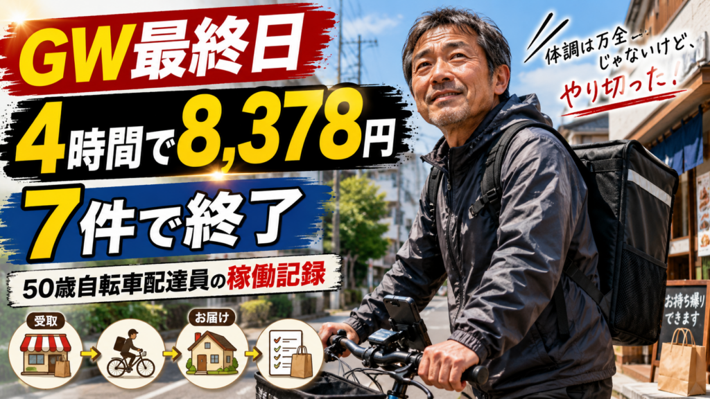 GW最終日の出前館は高単価？7件で8378円稼いだ配達記録と反省