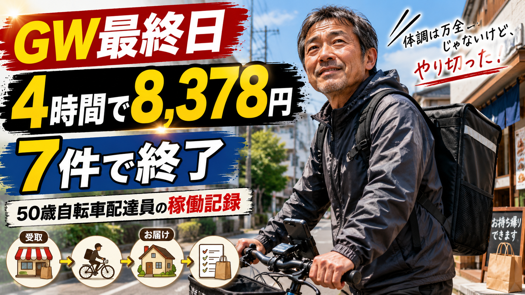 GW最終日の出前館は高単価？7件で8378円稼いだ配達記録と反省