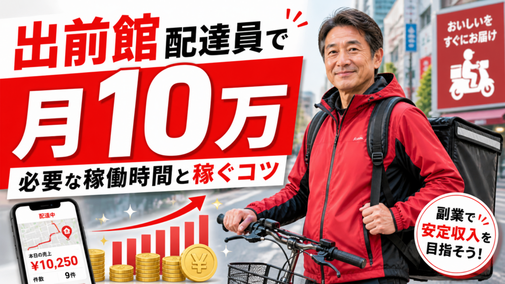 出前館配達員で月10万稼ぐ方法｜稼げる時間帯とコツを50代向けに解説