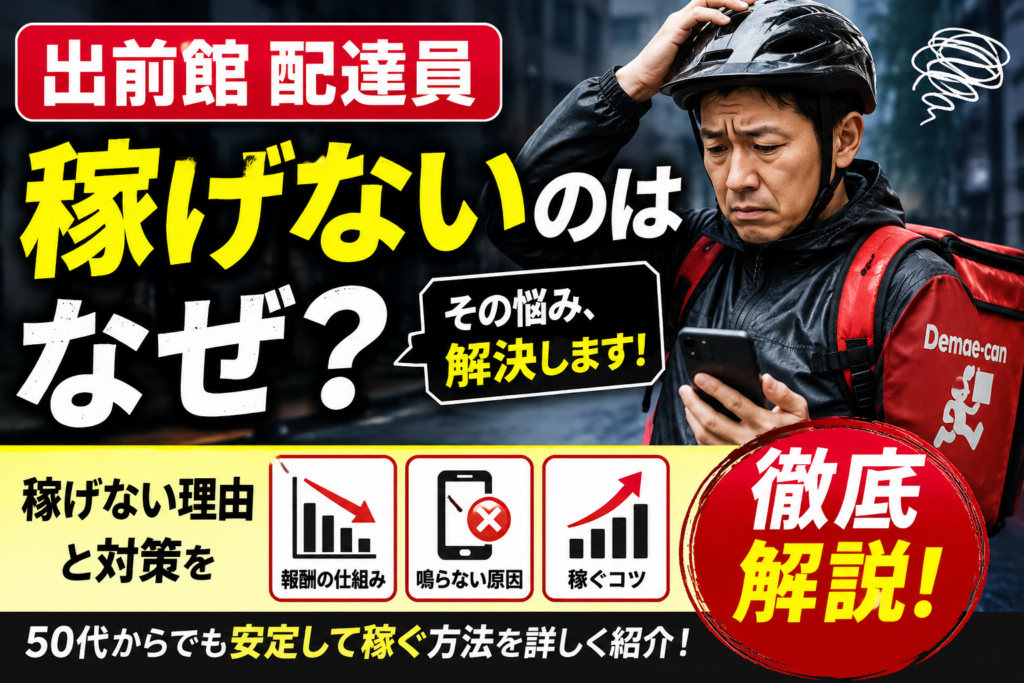 出前館配達員は稼げない？単価や月収と対策を50代向けに解説